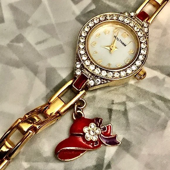 Waltham Red Hat Society Crystal Mother of Pearl Watch A very rare late 19th century Waltham 16 size model 1872  main image 4
